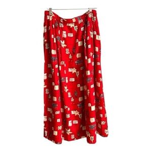 VTG Pendleton Long Maxi Skirt Women's size L floral red full graphic rayon USA